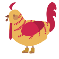 A honey and crimson chicken with a half-bar pattern