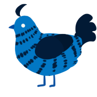 A sapphire and tumblr chicken with a bar pattern