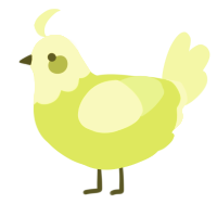 A lime and apple chicken with a head pattern