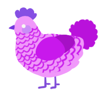A lavender and amethyst chicken with a lace pattern