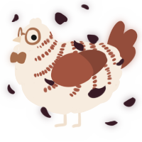 A cream and russet chicken with a half-bar pattern