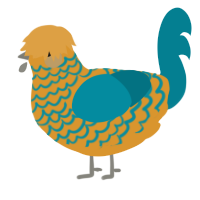 A orange and sea chicken with a lace pattern