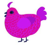 A fuchsia and amethyst chicken with a lace pattern