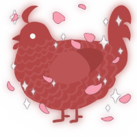 A red chicken with a lace pattern