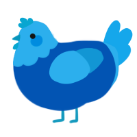 A ultramarine and sky chicken with a head pattern