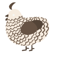 A cream and bark chicken with a lace pattern