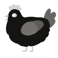 A black and grey chicken