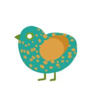 (unnamed), a turquoise and orange chicken with a speckle pattern