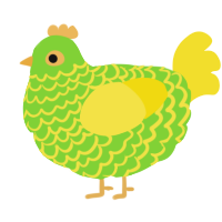 A grass and yellow chicken with a lace pattern