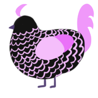 A black and lavender chicken with a lace pattern