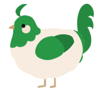 A cream and viridian chicken with a head pattern