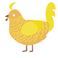A honey and yellow chicken with a lace pattern