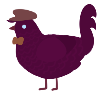 A maroon chicken with a lace pattern