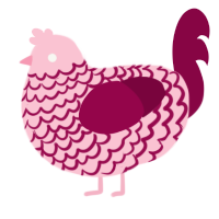 A rose and maroon chicken with a lace pattern