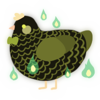 A black and olive chicken with a lace pattern