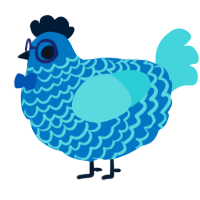 A sapphire and aqua chicken with a lace pattern