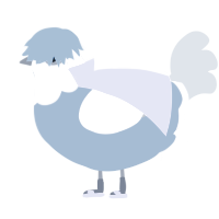 A cerulean and beige chicken with a head pattern
