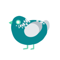 ghostie, a teal and mist chicken with a neck-speckle pattern