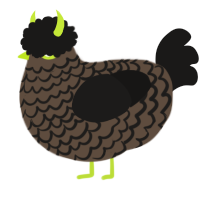 A bark and sable chicken with a lace pattern
