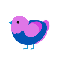 vaporwave, a ultramarine and orchid chicken with a head pattern