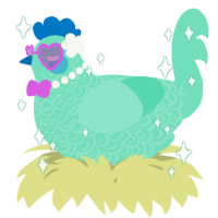 A mint chicken with a double-lace pattern