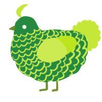 A viridian and lime chicken with a lace pattern