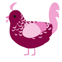 A maroon and pink chicken with a half-lace pattern