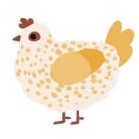 A cream and honey chicken with a speckle pattern