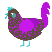 A bark and amethyst chicken with a speckle pattern