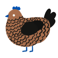 A brown and black chicken with a lace pattern