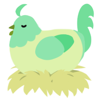 A apple and spring chicken with a head pattern