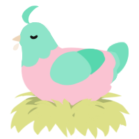 A rose and mint chicken with a head pattern