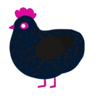A tumblr and sable chicken with a speckle pattern