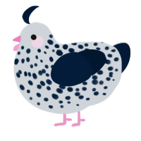 A mist and tumblr chicken with a speckle pattern