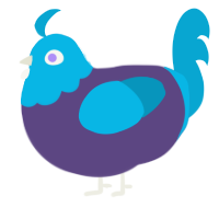 Wisteria, a overcast and cerulean chicken with a head pattern