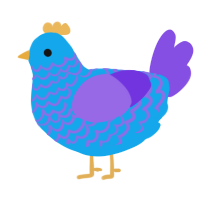 A sky and blurple chicken with a lace pattern