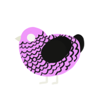 Enoby, a lavender and black chicken with a lace pattern