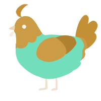 A mint and gold chicken with a head pattern