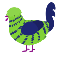 A grass and navy chicken with a bar pattern