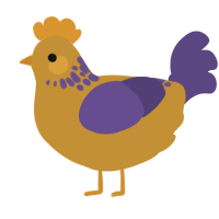 A gold and overcast chicken with a neck-speckle pattern