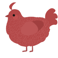 A red chicken with a double-lace pattern