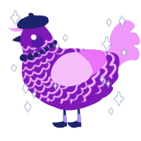 A violet and lavender chicken with a lace pattern