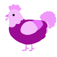 A plum and lavender chicken with a head pattern