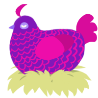 A violet and fuchsia chicken with a lace pattern