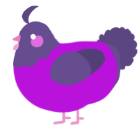 A amethyst and overcast chicken with a head pattern