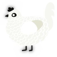 A white chicken with a lace pattern
