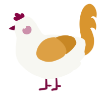A white and orange chicken