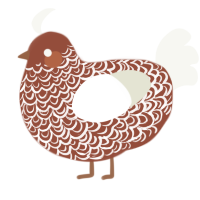 A russet and white chicken with a double-lace pattern