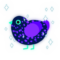 A tumblr and blurple chicken with a speckle pattern