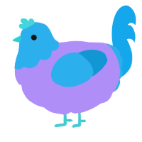 A lilac and sky chicken with a head pattern